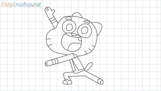 Gumball Watterson grid line drawing