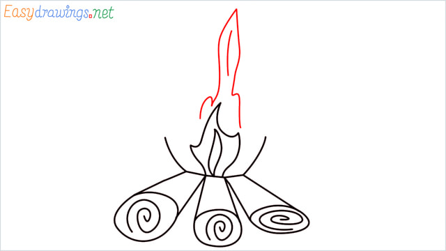 How to draw a Campfire step (7)