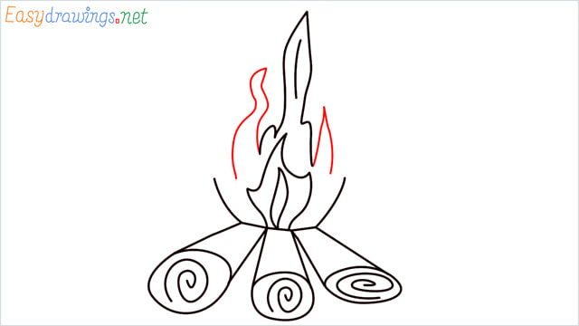How to draw a Campfire step (8)