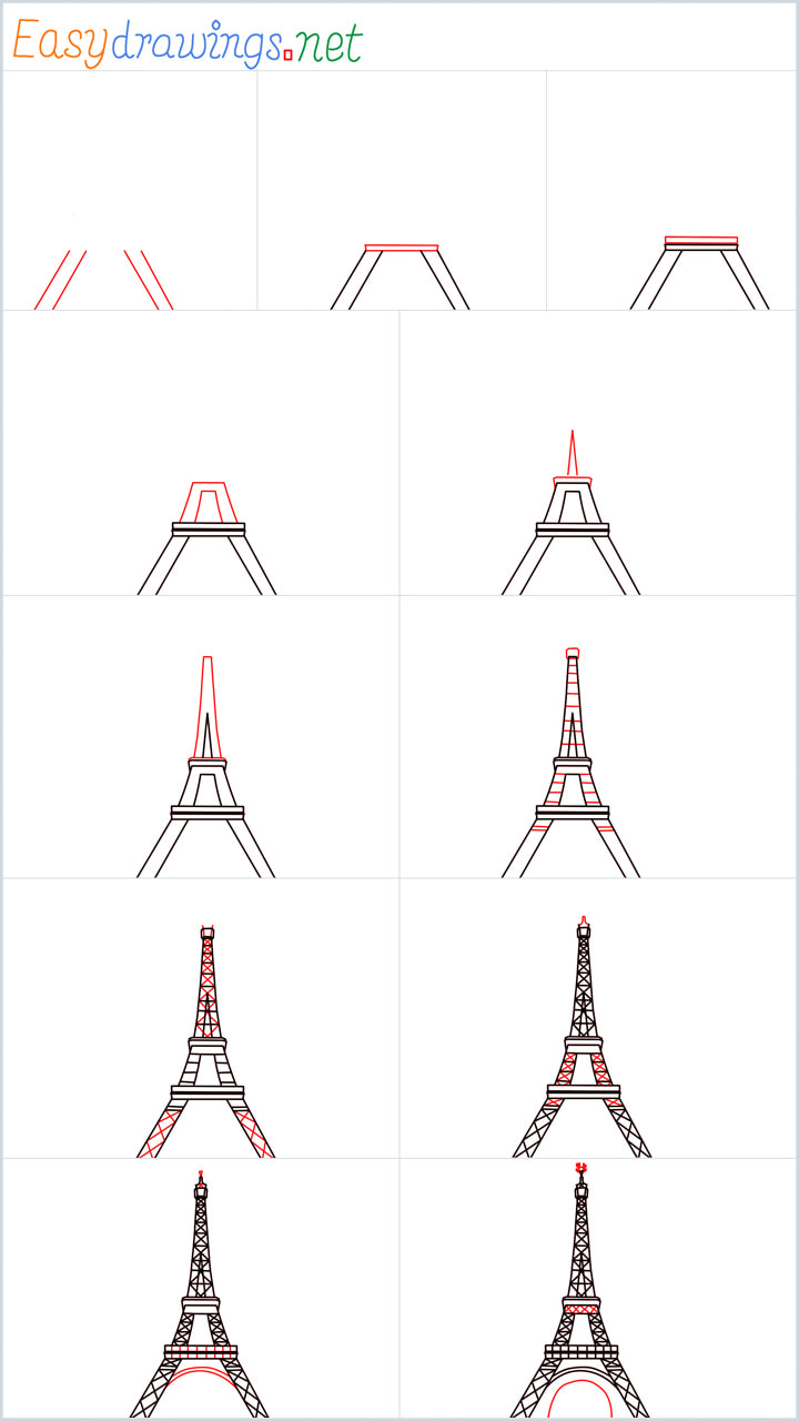 Hand-drawn eiffel tower sketch on Craiyon