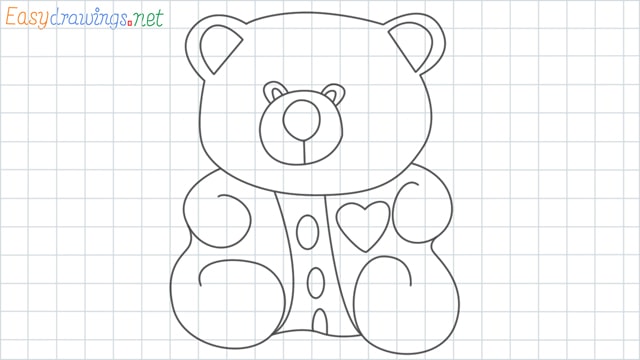Teddy bear grid line drawing