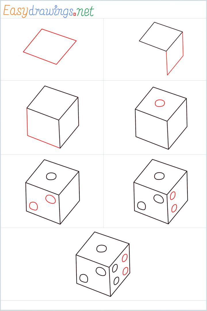 How to Draw a Dice step by step Easy [7 Easy Phase]