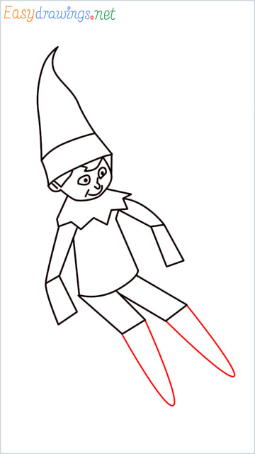 How to draw The Elf on the Shelf step (10)