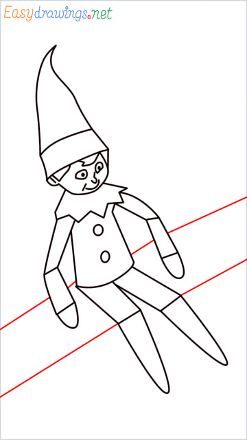How to draw The Elf on the Shelf step (12)