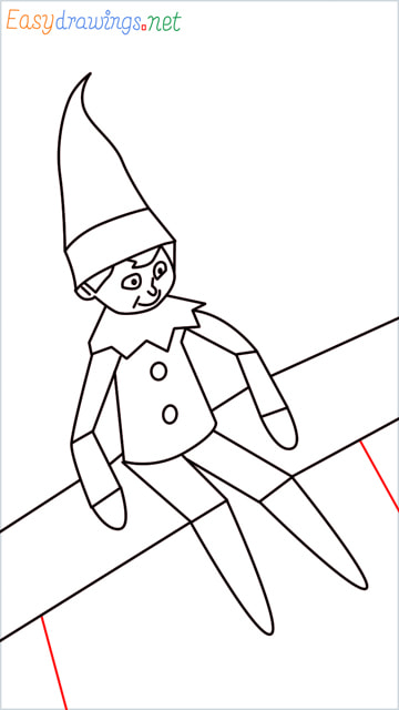 How to draw The Elf on the Shelf step (13)