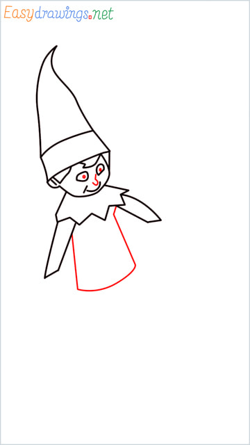 How to draw The Elf on the Shelf step (7)