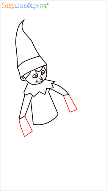 How to draw The Elf on the Shelf step (8)