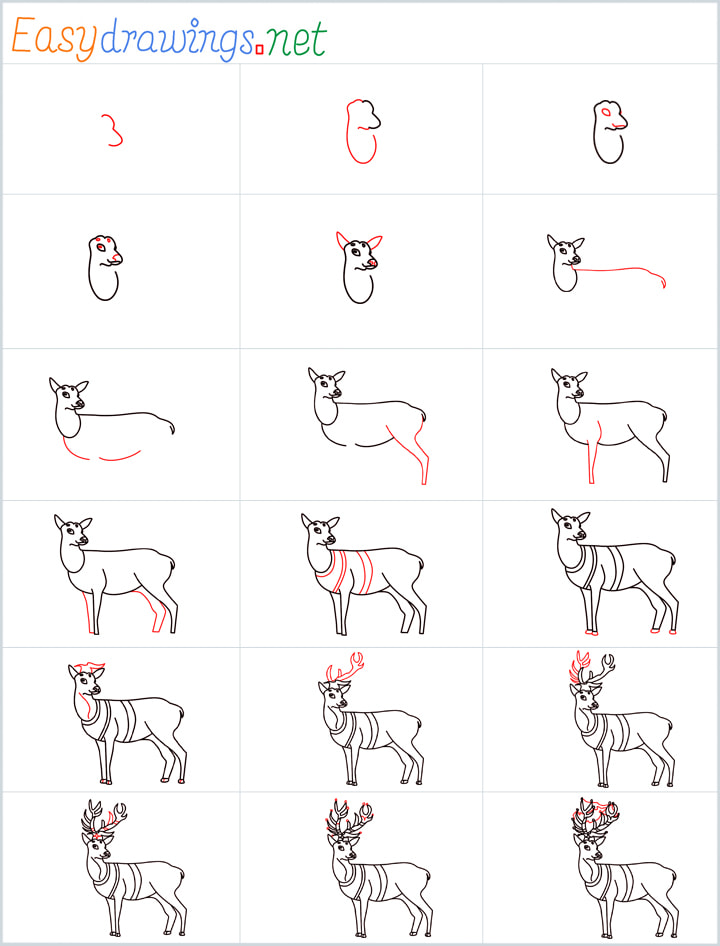 How To Draw A Reindeer - Step By Step Drawing Tutorial