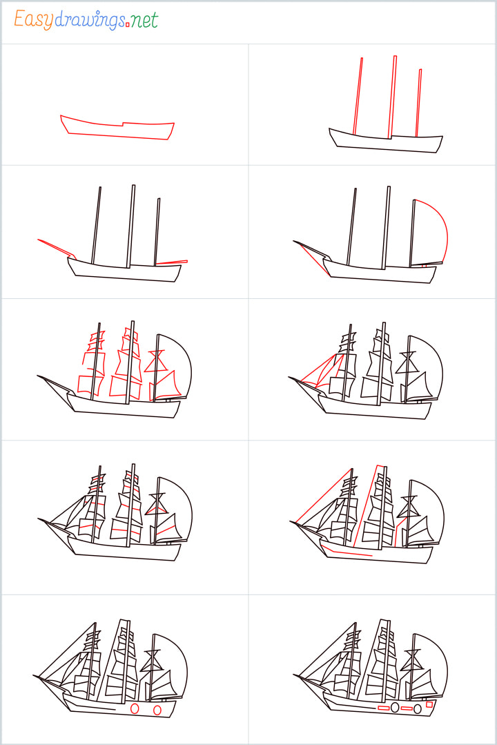 How To Draw A Pirate ship Step by Step [10 Easy Phase]