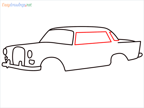 how to draw JRD Tata's Mercedes-Benz 190D step (6)
