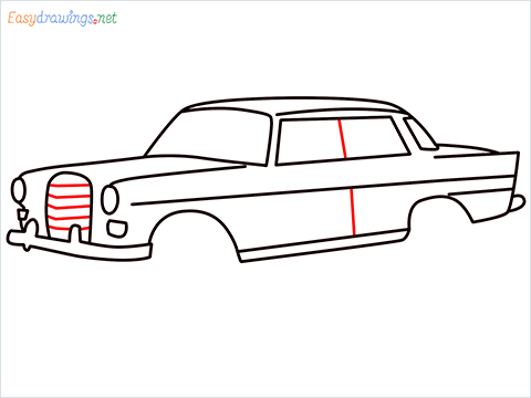 how to draw JRD Tata's Mercedes-Benz 190D step (8)