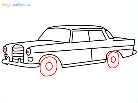 how to draw JRD Tata's Mercedes-Benz 190D step (9)