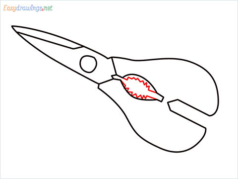 how to draw a kitchen shears step (6)