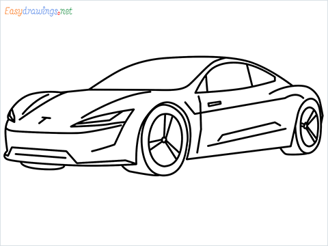 how to draw a tesla car step by step for beginners