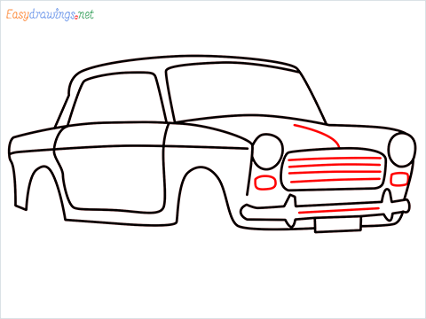 how to draw fiat premier padmini car step (9)