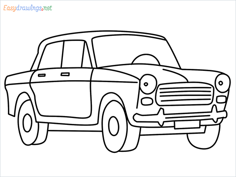 how to draw fiat premier padmini car step by step for beginners