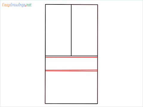 How To Draw refrigerator from front view example 2 Step (4)