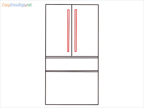 How To Draw refrigerator from front view example 2 Step (5)