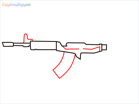 How to draw Cr 56 amax gun from Call of Duty step (4)