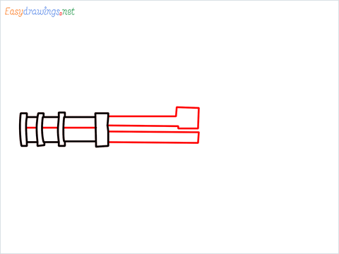 How to draw Gatling gun or Minigun step (3)