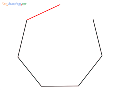 How to draw Heptagon shape step (6)