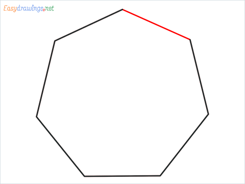 How to draw Heptagon shape step (7)