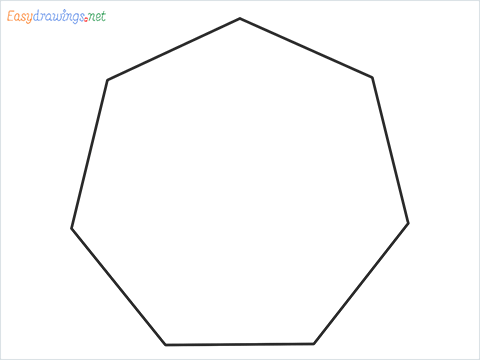 How to draw Heptagon shape step by step for beginners