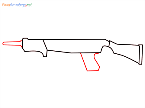 How to draw MAG-7 Gun step (4)