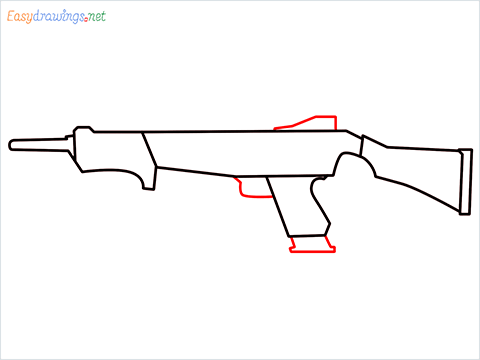 How to draw MAG-7 Gun step (5)
