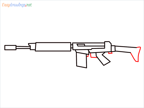 How to draw PARAFAL Gun step (7)