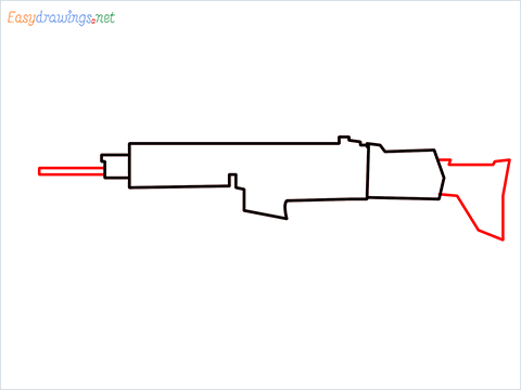 How to draw SCAR-H Gun step (3)