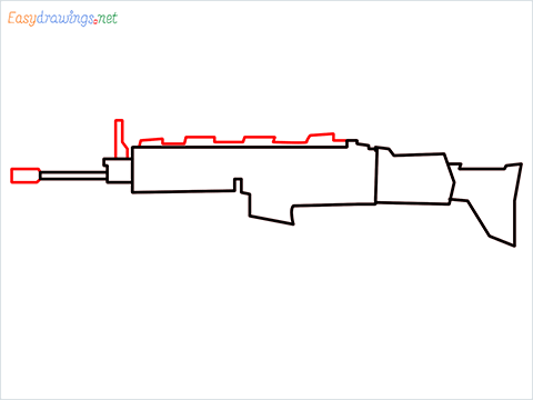 How to draw SCAR-H Gun step (4)
