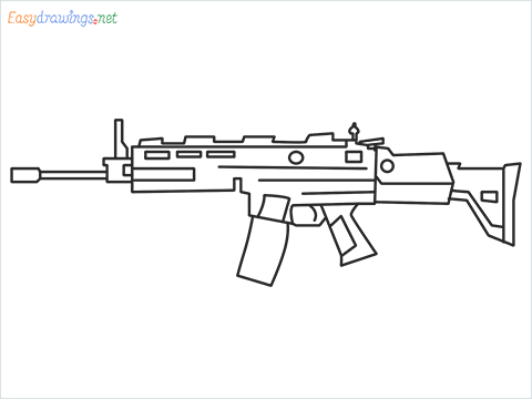 How to draw SCAR-H Gun step by step for beginners