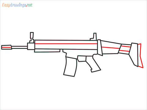 How to draw SCAR l Gun step (8)