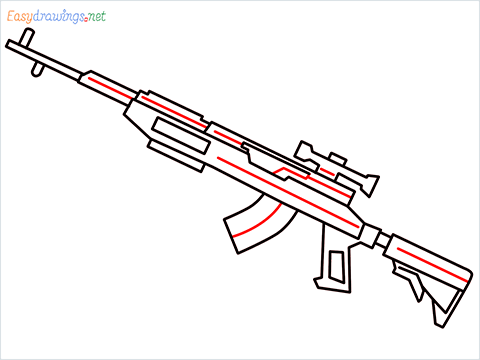 How to draw SKS Gun step (10)