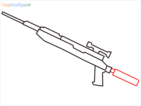 How to draw SKS Gun step (6)