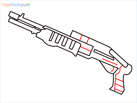 How to draw SPAS12 Gun step (7)