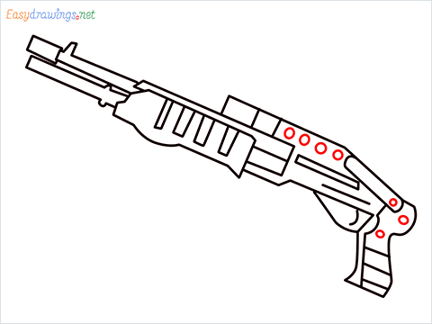 How to draw SPAS12 Gun step (8)