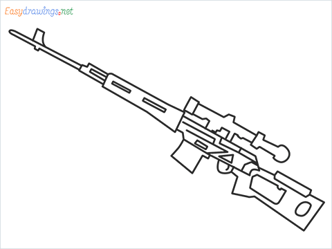 How to draw SVD Gun step by step for beginners