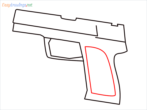 How to draw USP Gun step (6)
