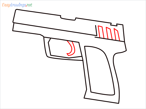 How to draw USP Gun step (7)