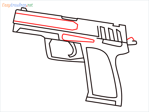 How to draw USP Gun step (9)