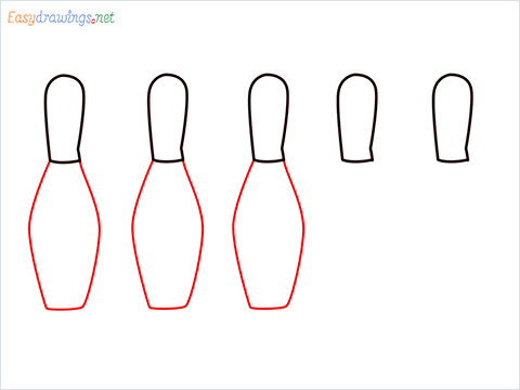 How to draw a Bowling Bottles (Pin) step (3)