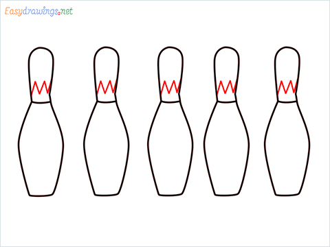 How to draw a Bowling Bottles (Pin) step (5)