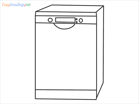 How to draw a Dishwasher step by step for beginners