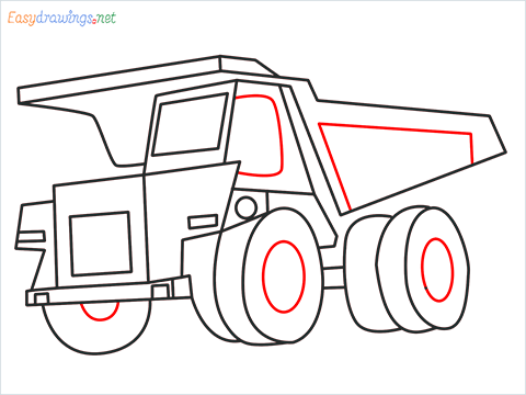 How to draw a Dump truck step (12)