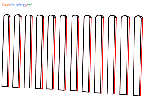 How to draw a Fence step (5)