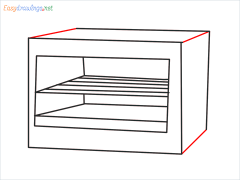 How to draw a Food warmer or Small bakery oven step (7)