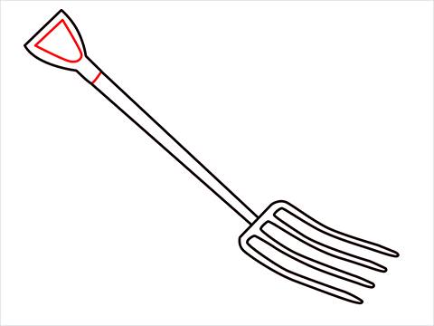 How to draw a Gardening fork step (5)