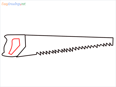 How to draw a Hand Saw step (4)